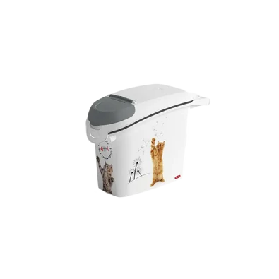 CURVER állateledelek tároló doboz, 6 kg kapacitással, fehér színben, állatmintázattal, szagmentes elasztomer tömítéssel, kényelmes fogantyúval és nagy nyílással a könnyű feltöltéshez, biztonságos élelmiszer-érintkezésre.