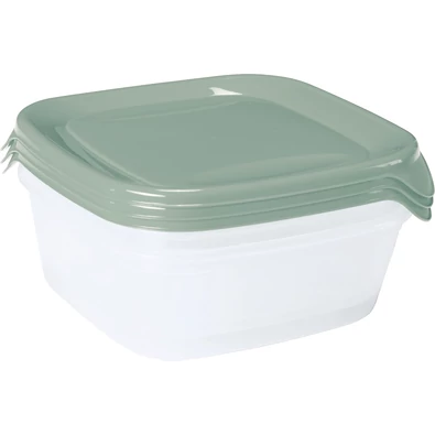 CURVER "FRESH&amp;GO" SZÖGLETES ÉTELTARTÓ SZETT 3x0,8L - Zöld/átlátszó