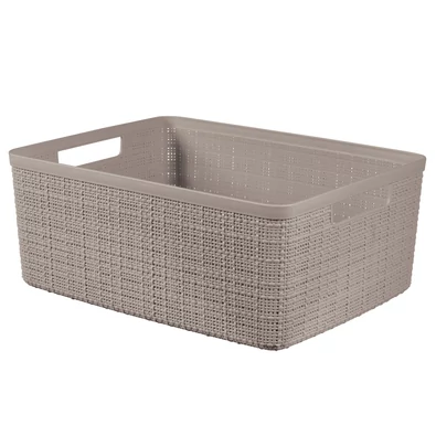 CURVER "Jute" 5 literes tároló kosár homokszínben, fonott hatású dizájnnal és praktikus fogantyúkkal, tökéletes apró tárgyak stílusos és helytakarékos rendszerezésére.