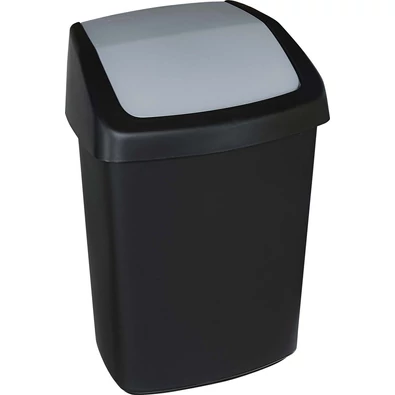 Fekete CURVER „SWING TOP” billenő fedeles szemetes, 25 literes űrtartalommal. Minimalista designja és levehető teteje praktikus megoldást nyújt konyhai vagy irodai használatra.