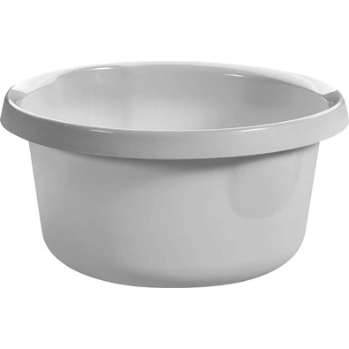 Fehér, kerek CURVER 'ESSENTIALS' tál, 4 liter űrtartalommal, ergonomikus kialakítással. Konyhai, fürdőszobai vagy kertben való használatra is ideális, mérete 26 cm x 26 cm x 13 cm.