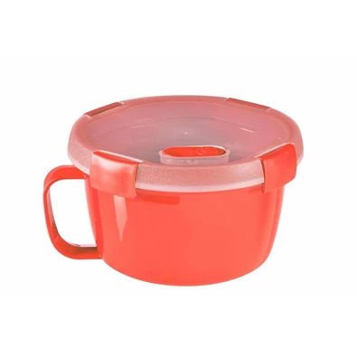 Kerek, 0,9L űrtartalmú, narancssárga CURVER 'SMART ECO' ételtartó, félig átlátszó, levehető fedéllel, praktikus szeleppel és fogantyúval, hűtőben és mikrohullámú sütőben egyaránt használható. Fehér háttéren fotózva. Kerek, 0,9L űrtartalmú, narancssárga CURVER 'SMART ECO' ételtartó, félig átlátszó, levehető fedéllel, praktikus szeleppel és fogantyúval, hűtőben és mikrohullámú sütőben egyaránt használható. Fehér háttéren fotózva.