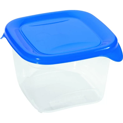 Átlátszó műanyag ételtartó, kék tetővel, 1,2 literes űrtartalommal. Tökéletes hűtőszekrényben való tárolásra, mikrohullámú sütőben melegítésre és mosogatógépben tisztításra.