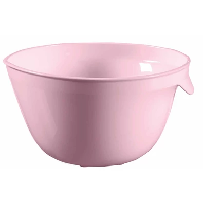 Púder rózsaszínű, 2,5 literes CURVER 'Essentials' keverőtál, egyszerű használatot biztosító kézreálló fogantyúval. A tál funkcionalitása mellett esztétikus kiegészítője a konyhának, könnyen tisztítható, mosogatógépben mosható.