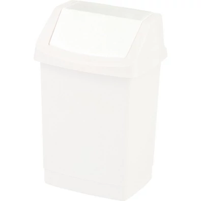 Fehér színű CURVER 'CLICK-IT' billenő fedeles szemetes, 25 literes űrtartalommal, tartós műanyagból készült. Univerzális formájával könnyen illeszkedik bármely helyiségbe, a kiürítése egyszerű, mivel a fedél levehető.