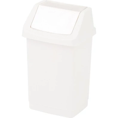 Fehér, billenő fedeles CURVER 'CLICK-IT' szemetes, 50L űrtartalommal. Tartós műanyagból készült, univerzális formájának köszönhetően bármely belső térbe illeszkedik.