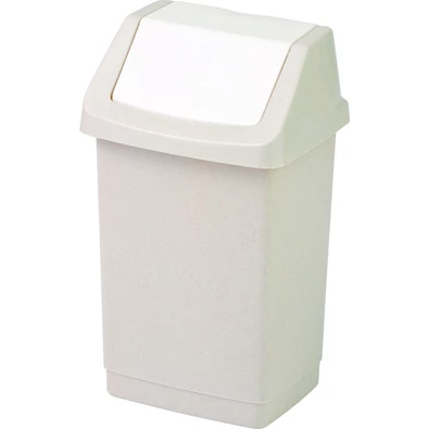 CURVER 'CLICK-IT' billenő fedeles szemetes, 9 literes űrtartalommal, világos színű műanyagból készült, univerzális formájával könnyen illeszkedik a belső terekbe, levehető teteje megkönnyíti a kiürítést.