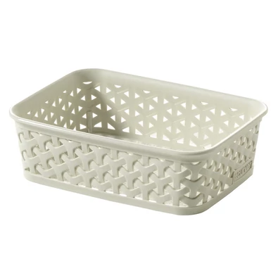 Krém színű CURVER 'MY STYLE' A6 méretű rattan papírkosár, praktikus és esztétikus kialakítással, belső térben való használatra. Használható konyhában, fürdőszobában vagy dolgozószobában. Krém színű CURVER 'MY STYLE' A6 méretű rattan papírkosár, praktikus és esztétikus kialakítással, belső térben való használatra. Használható konyhában, fürdőszobában vagy dolgozószobában.