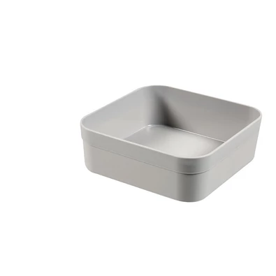 Szürke színű, moduláris kialakítású CURVER 'INFINITY' elválasztó, 1 literes űrtartalommal, tartós műanyagból készült, könnyen tisztítható. Ideális tárolási megoldás irodában, konyhában vagy fürdőszobában.