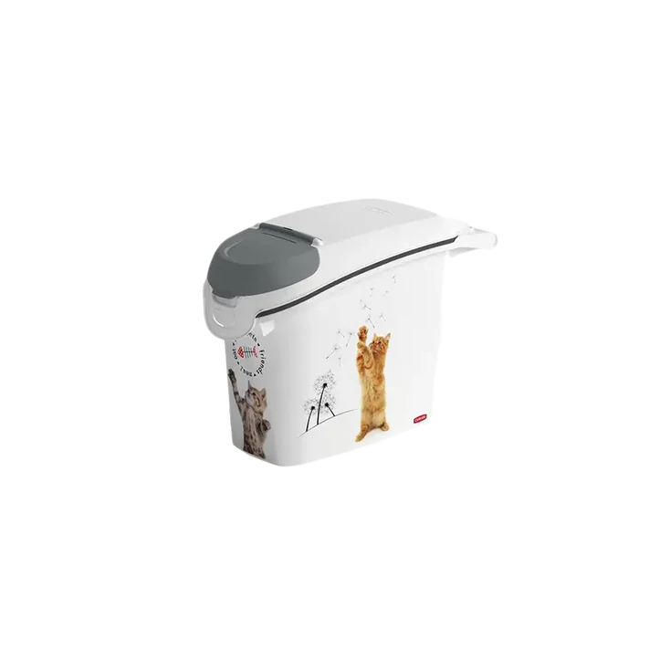 CURVER állateledelek tároló doboz, 6 kg kapacitással, fehér színben, állatmintázattal, szagmentes elasztomer tömítéssel, kényelmes fogantyúval és nagy nyílással a könnyű feltöltéshez, biztonságos élelmiszer-érintkezésre.