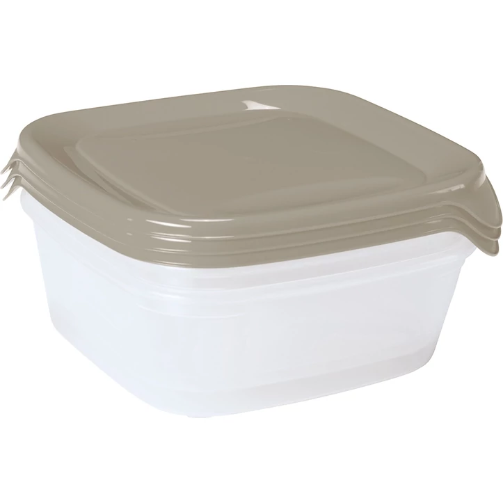 CURVER "FRESH&amp;GO" SZÖGLETES ÉTELTARTÓ SZETT 3x0,8L - Bézs/ átlátszó