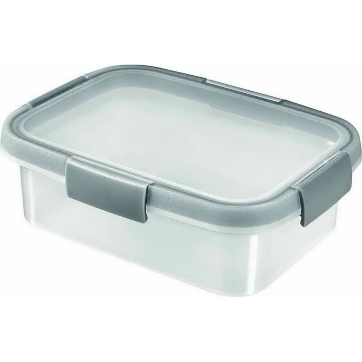 Téglalap alakú, 1 literes Smart Fresh ételtartó, átlátszó műanyagból, szürke záródással. Praktikus hűtőszekrényben és mélyhűtőben való tároláshoz, valamint könnyű szendvicsek csomagolásához.