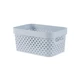 CURVER "Pure" 4,5 literes világoskék tároló kosár, stílusos rattan mintázattal és praktikus fogantyúkkal, tökéletes apróbb tárgyak rendszerezésére a lakás bármely pontján.