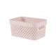 CURVER &quot;Pure&quot; 4,5 literes tároló kosár púderrózsaszín árnyalatban, stílusos és szellőző rattan hatású kialakítással, ideális fürdőszobai vagy konyhai rendszerezéshez.