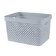 CURVER "Pure" 17 literes világoskék tároló kosár, elegáns rattan mintázattal és oldalsó fogantyúkkal, ideális ruhák, játékok vagy háztartási kellékek rendszerezett tárolására.
