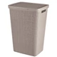 CURVER "Jute" szennyestartó 58 literes, homokszínű kivitelben, természetes hatású szövött mintázattal és zárható fedéllel, ideális fürdőszobai vagy hálószobai használatra.