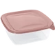 Átlátszó műanyag ételtároló doboz 1,7 liter űrtartalommal, rózsaszín fedéllel. Praktikus megoldás nagyobb mennyiségű étel friss tárolásához, szállításához vagy hűtéséhez.