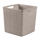 CURVER "Jute" tároló kosár 17 literes, homokszínű kivitelben, természetes hatású fonott mintázattal és oldalsó fogantyúkkal, ideális polcba helyezve vagy önálló tárolóként használva.