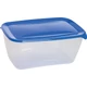 Szögletes, átlátszó műanyag ételtartó kék fedéllel, 5 liter űrtartalommal. Kiváló minőségű, mikróban melegíthető és mosogatógépben tisztítható, praktikus tárolást biztosít a hűtőszekrényben.