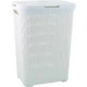 Fehér, rattan hatású CURVER 'STYLE' szennyestartó, 60 liter kapacitással, könnyen hozzáférhető fedővel. A kosár modern dizájnja ideális a ruhanemű rendben tartásához, jól szellőzik és könnyen tisztítható.