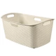 Krémszínű CURVER 'MY STYLE' rattan hatású ruháskosár, 47 literes kapacitással, modern fonott mintázattal. Két oldalán kényelmes fogantyúkkal, könnyű, strapabíró anyagból készült, könnyen tisztítható.