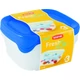CURVER 'FRESH&GO' szögletes ételtartó szett, 3x0,8L, átlátszó és kék színben, funkcionális műanyagból készült. Hűtőszekrényben tárolható, mikrohullámú sütőben melegíthető, egymásra helyezhető. Az oldalfal átlátszó, a