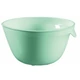 Mentazöld, 2,5 literes műanyag keverőtál, ergonomikus fogantyúval, egyszerű szállítást tesz lehetővé. Tökéletes konyhai eszköz, könnyen tisztítható, mosogatógépben is mosható, ideális élelmiszerrel való érintkezéshez.
