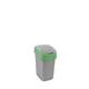Ezüst színű CURVER „PACIFIC FLIP BIN” billenő fedeles szemetes, zöld fedéllel, 9 literes űrtartalommal, modern designnal, kényelmes hulladékgyűjtésre. Fehér háttér előtt fotózva.