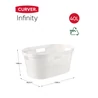 Kép 2/6 - Fehér CURVER 'Infinity' ruháskosár, 40L-es kapacitással, modern, skandináv designnal, perforált felülettel, amely ideális fürdőszobák és hálószobák tárolására.  Hosszúság: 59 cm, szélesség: 38 cm, magasság: 27 cm. 100%-ban