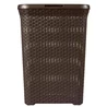 Kép 2/6 - Sötétbarna, rattan hatású szennyestartó, 40 literes kapacitással, könnyen hozzáférhető fedővel, ideális a ruhák tárolására. A kosár tartós, alacsony karbantartású és jól szellőzik.