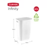 Kép 3/6 - Fehér CURVER 'Infinity' szennyestartó, 60L-es kapacitással, letisztult dizájnnal és perforált felülettel. Magassága 60 cm, szélessége 35 cm, mélysége 44 cm, 100%-ban újrahasznosított műanyagból készült.