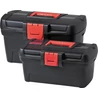 Kép 2/2 - Két részből álló CURVER HEROBOX BASIC szerszámosláda szett, fekete színben, élénk piros záró mechanizmussal. Ergonomikus kialakítás, belső rekeszek a szerszámok rendezett tárolásához, praktikus használatot biztosít.