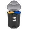 Kép 2/2 - CURVER 'TRIO' szelektív szemetes, fekete színben, három kivehető 17L és 6L belső kosárral, pedálos nyitással. Praktikus fogantyúkkal felszerelt, higiénikus használatra tervezve, ideális hulladék szelektáláshoz.