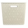 Kép 2/4 - Krém színű, rattan hatású CURVER 'MY STYLE' négyszögletes papírkosár, 25L űrtartalommal. Kézreálló fogantyúkkal, elegáns megjelenésével ideális tárolási megoldás fürdőszobába, hálószobába vagy nappaliba.