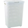 Kép 1/11 - Fehér, rattan hatású CURVER 'STYLE' szennyestartó, 60 liter kapacitással, könnyen hozzáférhető fedővel. A kosár modern dizájnja ideális a ruhanemű rendben tartásához, jól szellőzik és könnyen tisztítható.