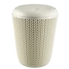 Kép 1/6 - A CURVER 'Knit' fürdőszobai szemetes törtfehér színben, kerek formájú, 6 liter űrtartalommal. Tartós, szőtt mintázatú műanyagból készült, praktikus, zárható tetővel rendelkezik, modern fürdőszobákhoz ajánlott.