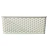 Kép 1/6 - Krém színű, rattan hatású CURVER 'MY STYLE' M méretű tároló kosár, 35,5 cm hosszú, 29,6 cm széles és 13,3 cm magas, kézreálló fogantyúkkal. Ideális fürdőszobai, hálószobai és nappali tárolási megoldásként.