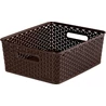 Kép 1/3 - Sötétbarna, rattan hatású CURVER 'My Style' tárolókosár, 13 literes űrtartalommal. Multifunkcionális, kézreálló fogantyúkkal, ideális fürdőszobai, hálószobai vagy nappali tárolásra.