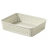 Kép 1/4 - Krémszínű CURVER 'MY STYLE' A5 méretű rattan papírkosár, jól látható rattan hatású mintázattal, praktikus tárolásra alkalmas konyhába, fürdőszobába vagy nappaliba. Kényelmesen egymásba tehető, újrahasznosított anyagból készült.