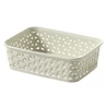 Kép 1/4 - Krém színű CURVER 'MY STYLE' A6 méretű rattan papírkosár, praktikus és esztétikus kialakítással, belső térben való használatra. Használható konyhában, fürdőszobában vagy dolgozószobában.