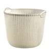 Kép 1/7 - Törtfehér, 30L-es CURVER 'Knit' kerek kosár, ralettás oldalfalakkal és sima belső felülettel. Ideális otthon vagy irodában történő használatra, stílusos megjelenéssel.